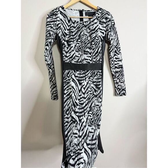 Y2K Kardashian Kollection Long Sleeve zebra Printed sheath Dress S - Picture 3 of 7